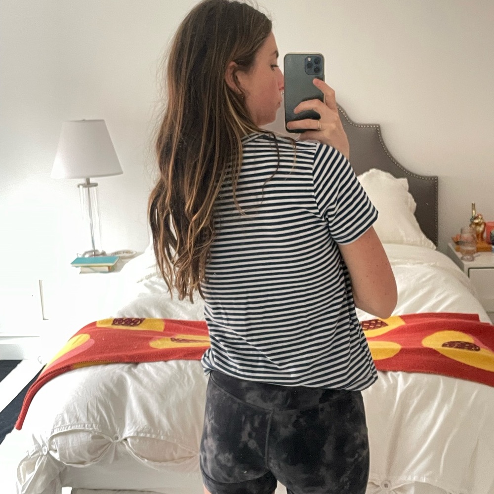 Urban Outfitters Navy Striped Oui Tee - Picture 2 of 3